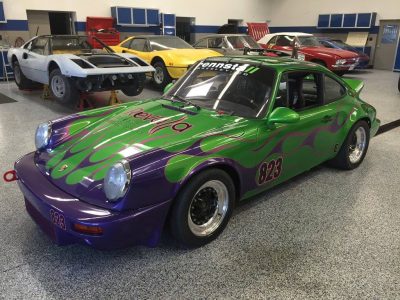 custom green and purple paint on a classic porsche